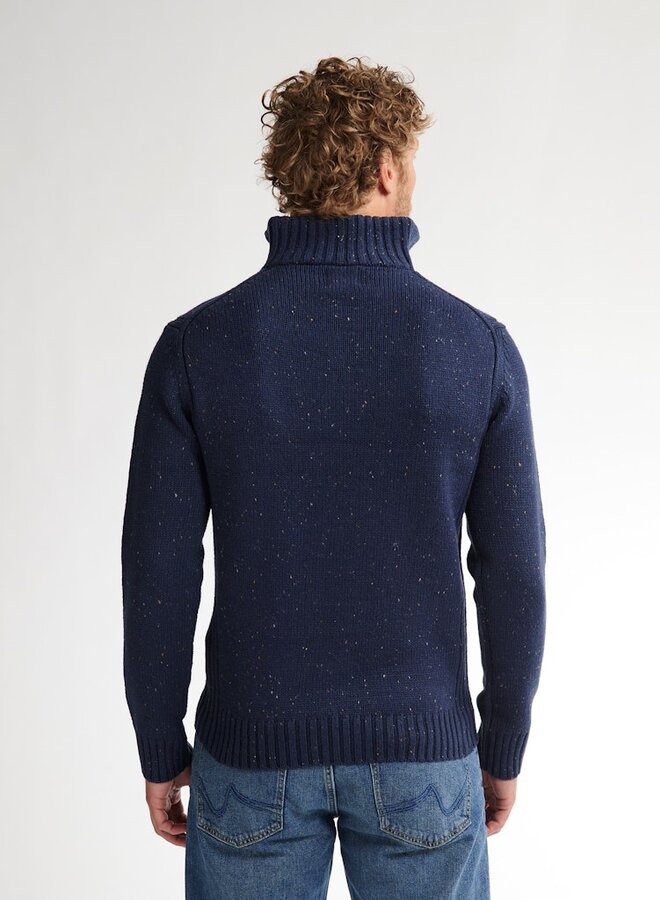 Petrol Trui Knitwear Collar half zip M-3050-KWC258 - Deep Capri