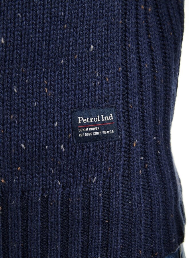 Petrol Trui Knitwear Collar half zip M-3050-KWC258 - Deep Capri