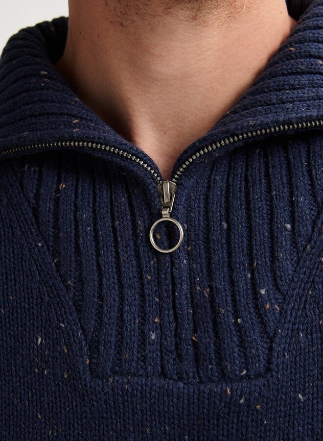 Petrol Trui Knitwear Collar half zip M-3050-KWC258 - Deep Capri