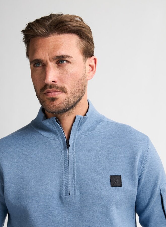 Petrol Sweater half zip  M-3050-KWC248 - Pale Blue