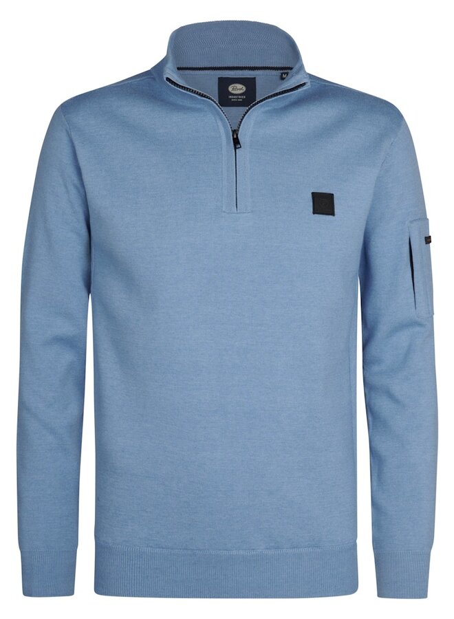 Petrol Sweater half zip  M-3050-KWC248 - Pale Blue