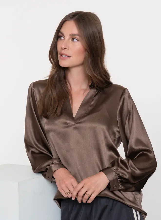 Geisha Top satijn  53860-14 - Brown