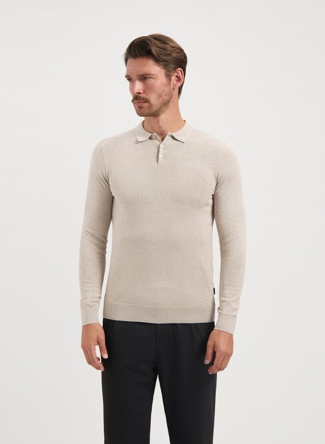 Longsleeve Polo 19478 - 20006 Sand Melange