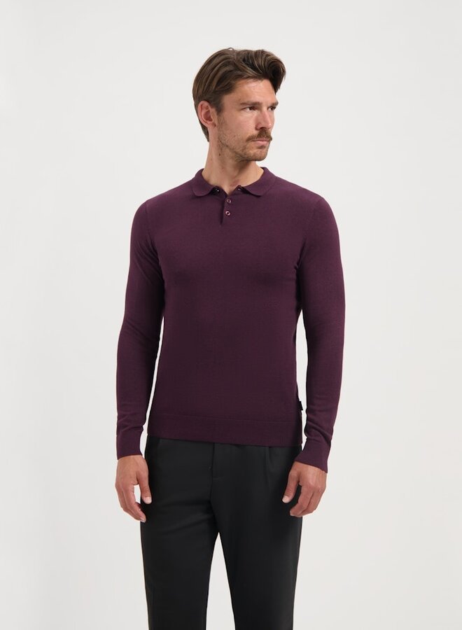 Longsleeve Polo 19478 - 80012 Plum Melange