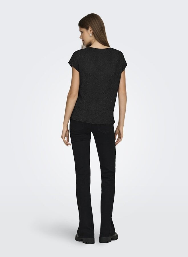 Only Top ONLCAROL V-NECK GLITTER 15360960 - Black Detail & Zil Zebra (Black)