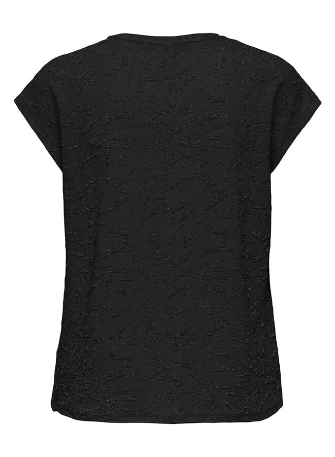 Only Top ONLCAROL V-NECK GLITTER 15360960 - Black Detail & Zil Zebra (Black)