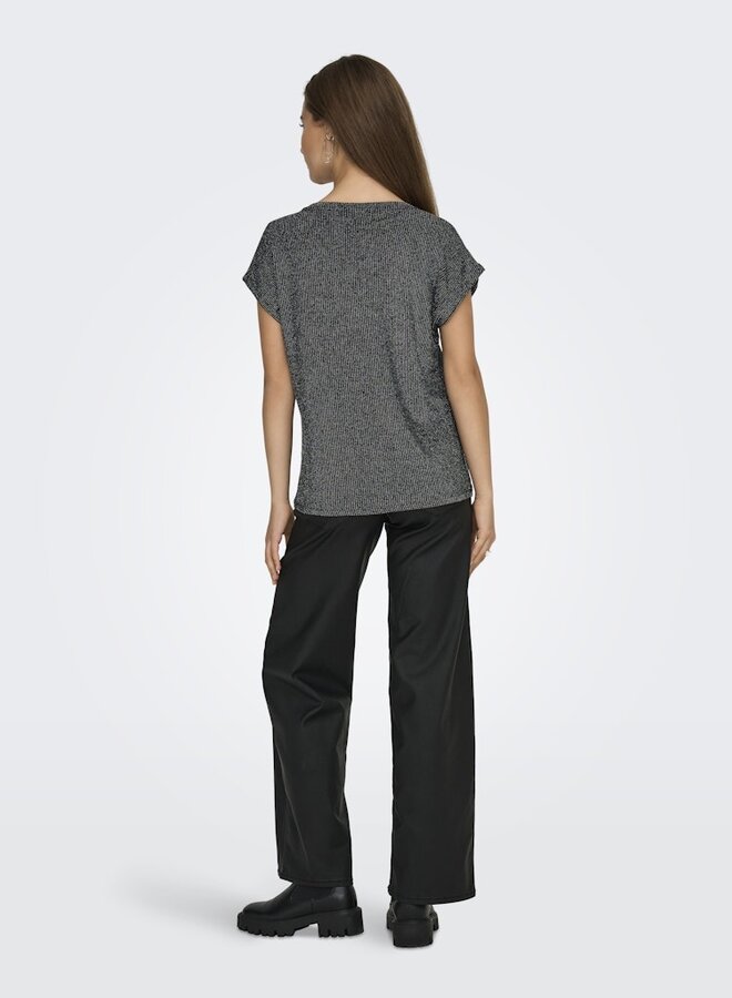 Only Top ONLCAROL V-NECK 15360960 - Black Stripes & Silver Glitter