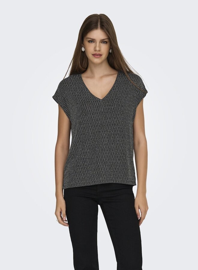 Only Top ONLCAROL V-NECK 15360960 - Black Detail & Harlekin Silver