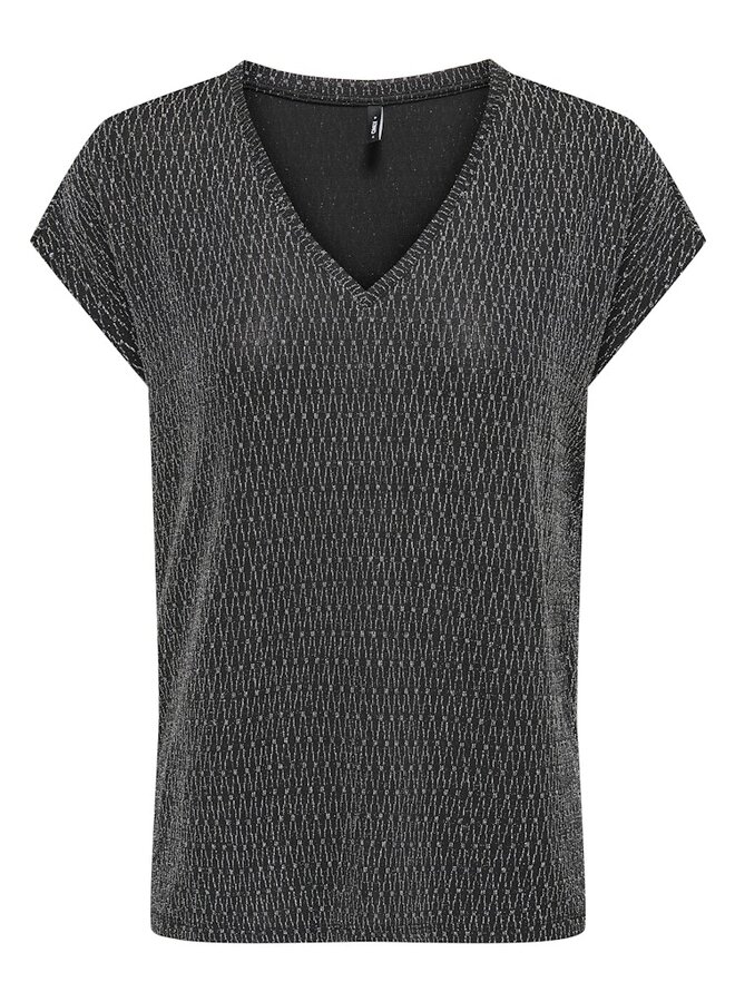 Only Top ONLCAROL V-NECK 15360960 - Black Detail & Harlekin Silver