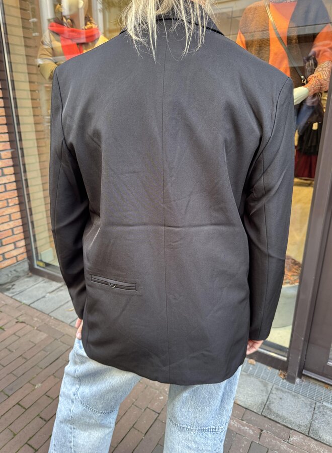 Turquoise By Daan Blazer Met Paspelzakje W24737-25 - Zwart