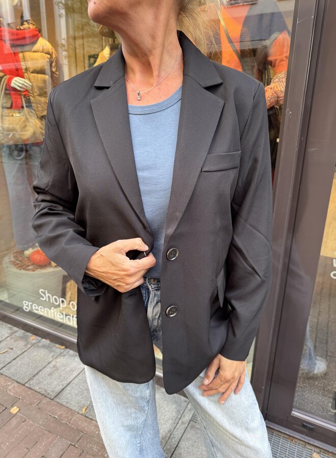 Turquoise By Daan Blazer Met Paspelzakje W24737-25 - Zwart