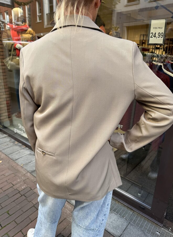 Turquoise By Daan W24737-25 Blazer Met Paspelza - Taupe