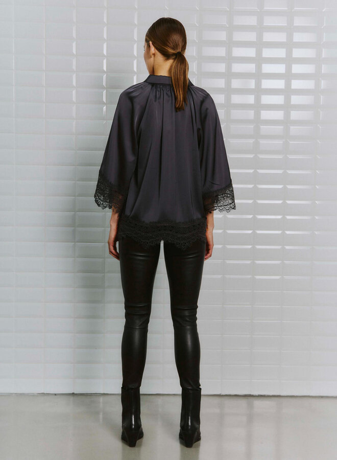 Withblack Satijnen Blouse WBLDAGMAR 00001510 - Darkgrey