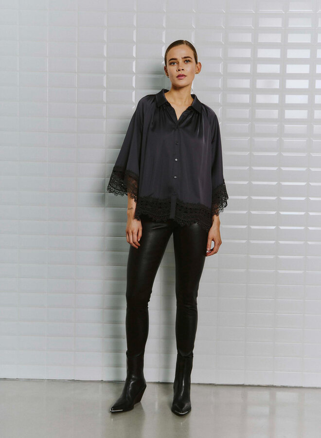 Withblack Satijnen Blouse WBLDAGMAR 00001510 - Darkgrey