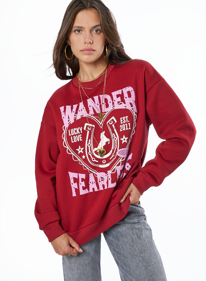 My Jewellery Sweater "Wander Fearless" MJ14363-0275 - Donkerrood