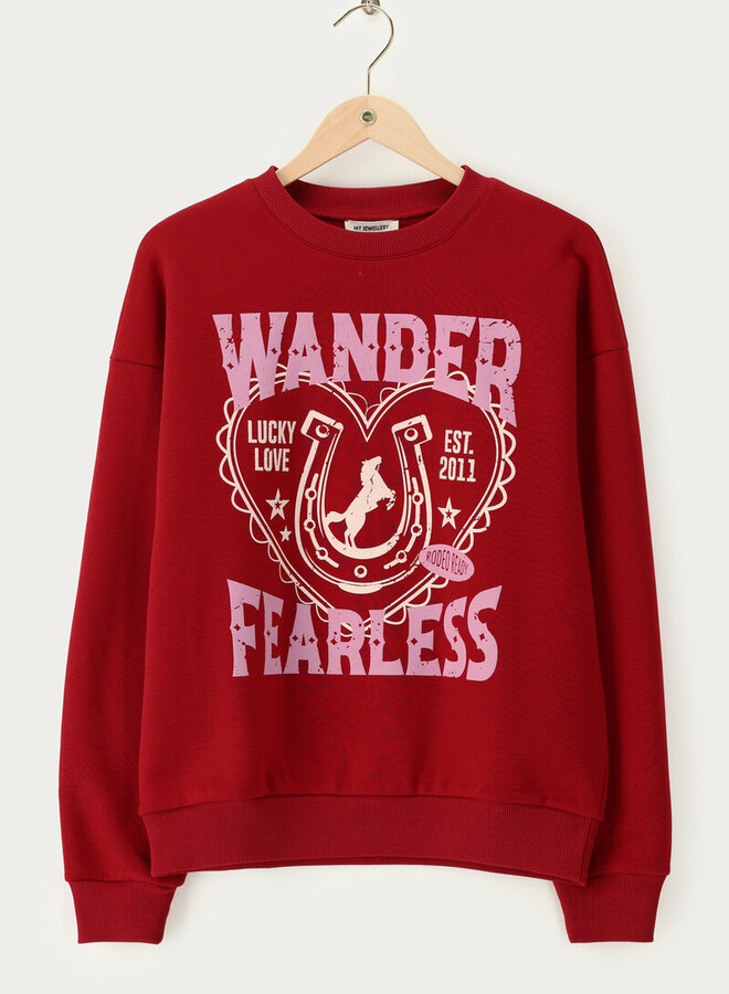My Jewellery Sweater "Wander Fearless" MJ14363-0275 - Donkerrood
