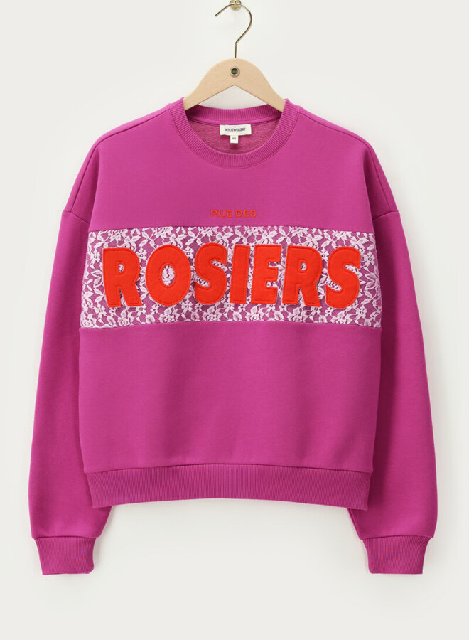 My Jewellery Sweater met kant "Rue des rosiers" MJ14865-0700 - Paars