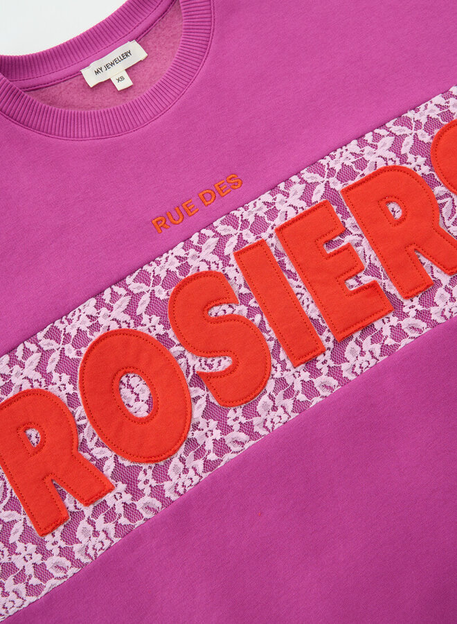 My Jewellery Sweater met kant "Rue des rosiers" MJ14865-0700 - Paars