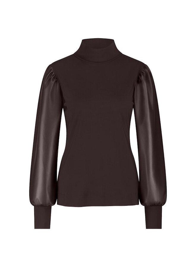Studio Anneloes Noortje faux leather top 13282 - 8700 Espresso