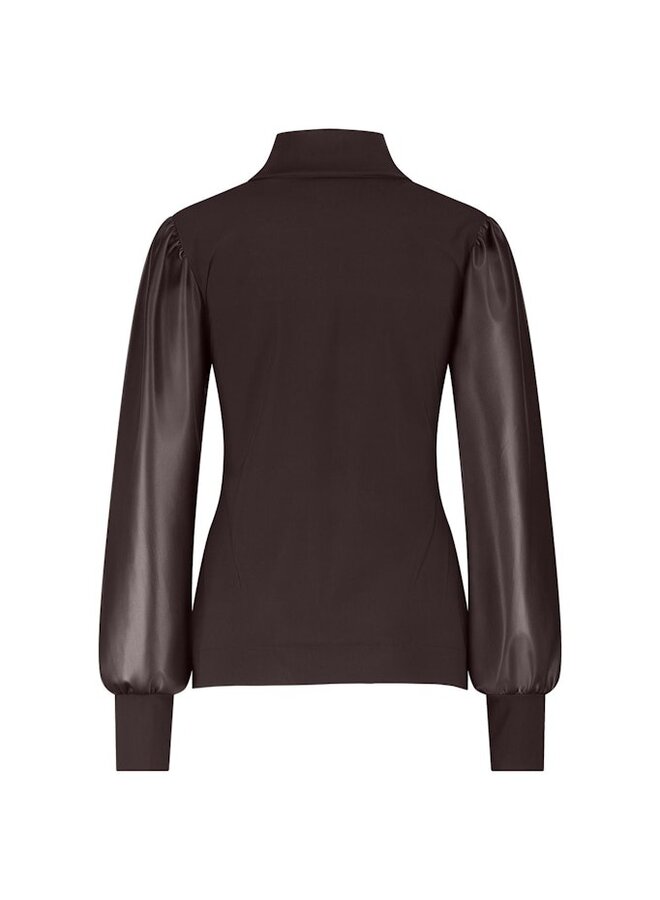 Studio Anneloes Noortje faux leather top 13282 - 8700 Espresso
