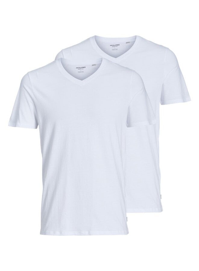 Jack & Jones T-shirt V-Neck 2 Pack JACBASIC 12133914 - White