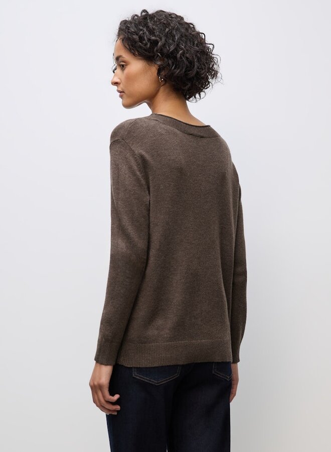 Street one QR_Rolled Edge Collar Sweater - 17142 Dark Nomad Brown Mel