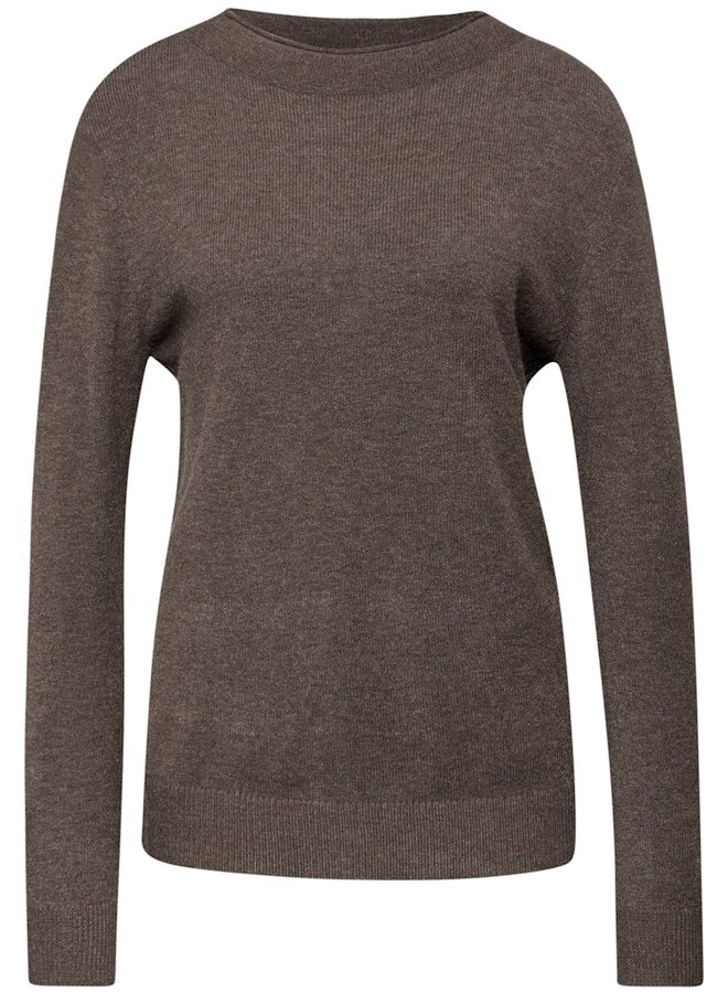 Street one QR_Rolled Edge Collar Sweater - 17142 Dark Nomad Brown Mel