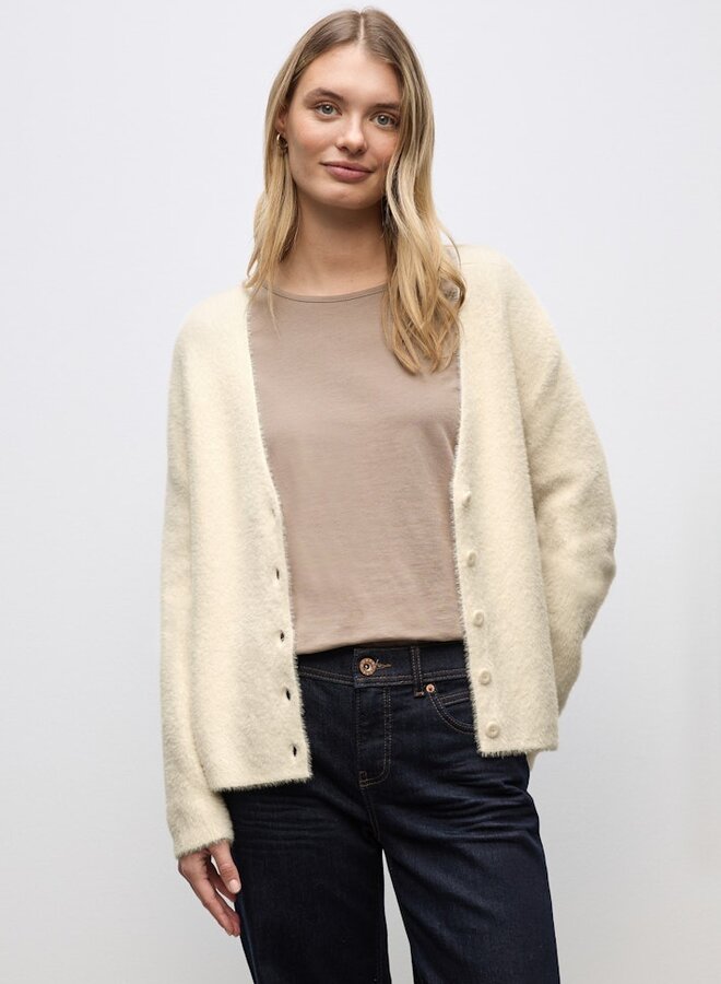 Vest LTD QR_Fluffy Cardigan - 16351 Soft Beige