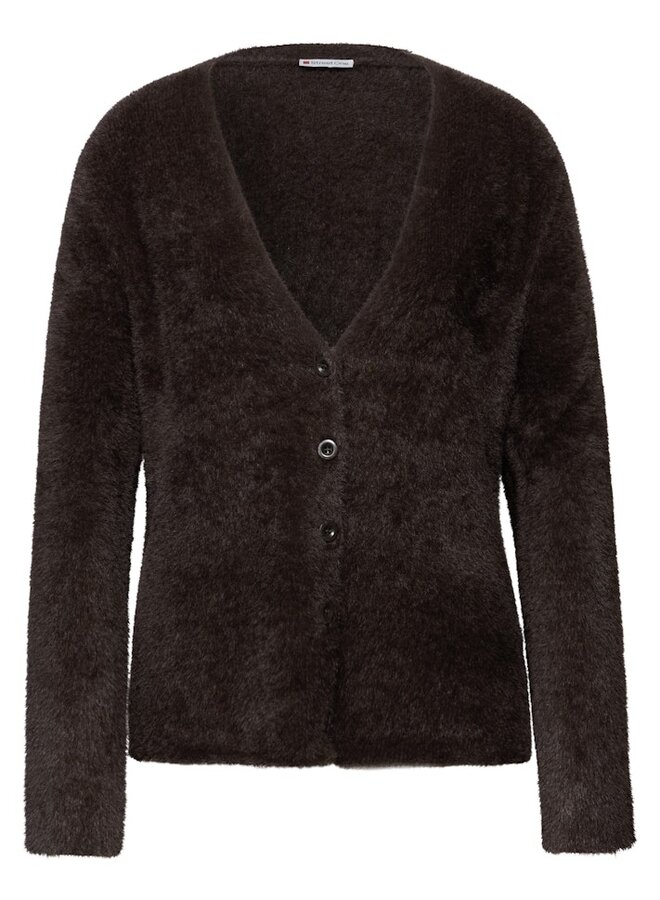 Street one Vest LTD QR_Fluffy Cardigan - 16866 Deep Roast Brown
