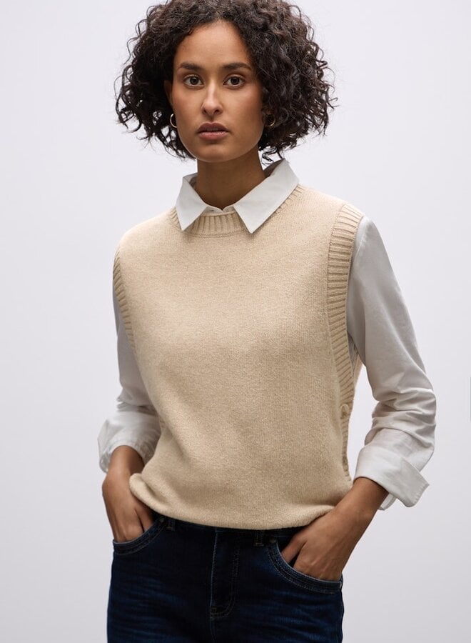 Spencer Sleeveless Sweater - 16878  Sanded Beige Mel