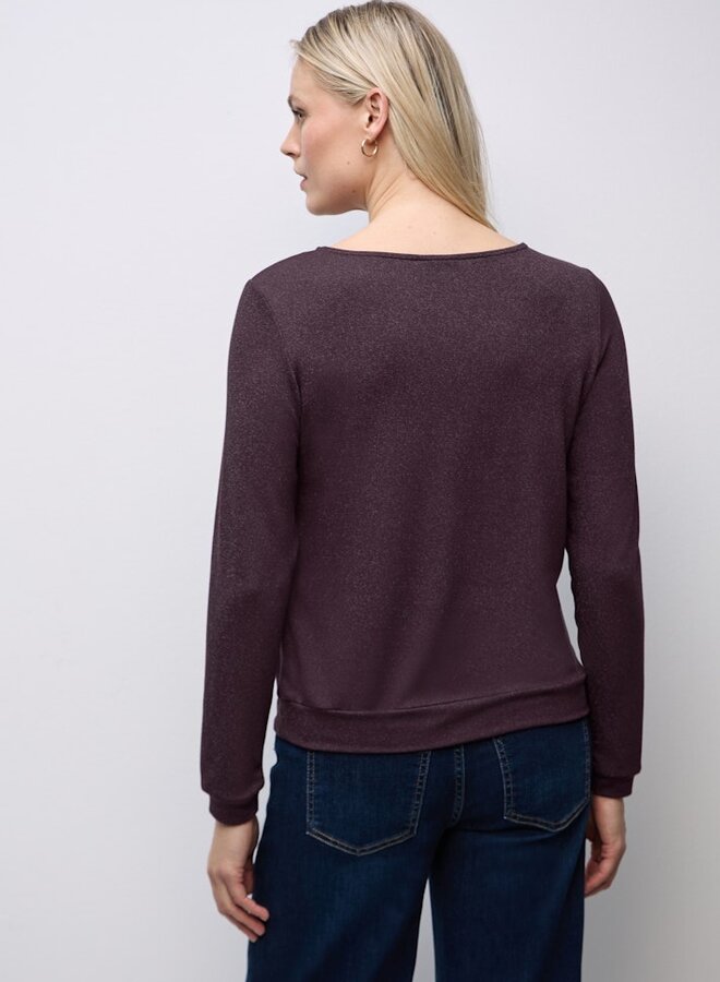 Street one Lange Mouwen Shirt Fine Shiny Knit Look Shirt - 17151 Jazz Berry