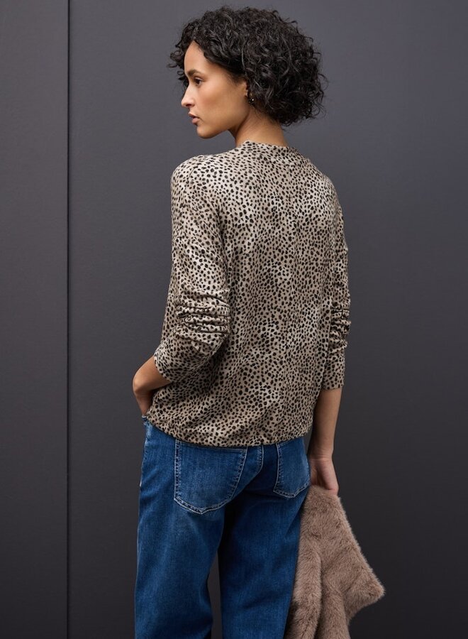 Street one Longsleeve Top LTD QR Printed Soft Turtle Nec - 36871 Sanded Beige