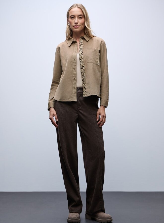 Blouse LTD QR Corduroy Blouse W Pipin - 17105  Flowing Beige