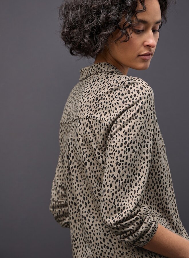 Street one Blouse LTD QR Printed Jersey Blouse W - 36871 Sanded Beige