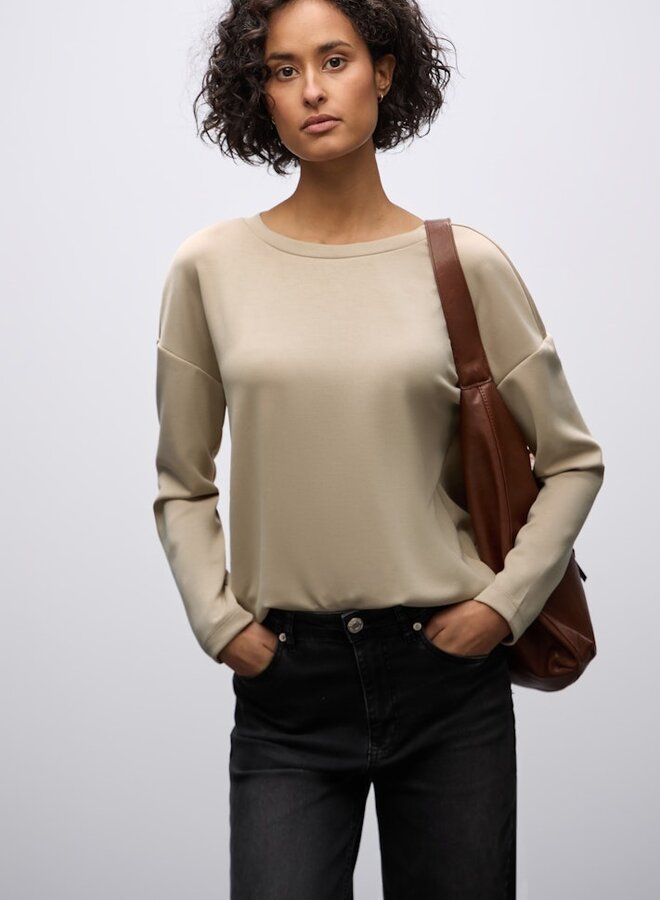 Street one Trui Silk Look Shirt W.Draw String - 16871 Sanded Beige