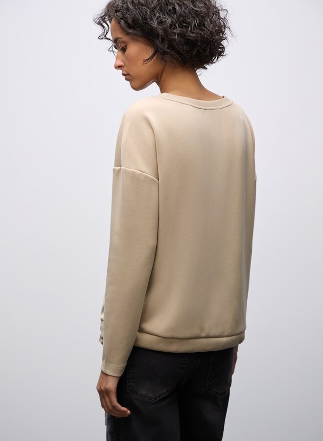 Street one Trui Silk Look Shirt W.Draw String - 16871 Sanded Beige