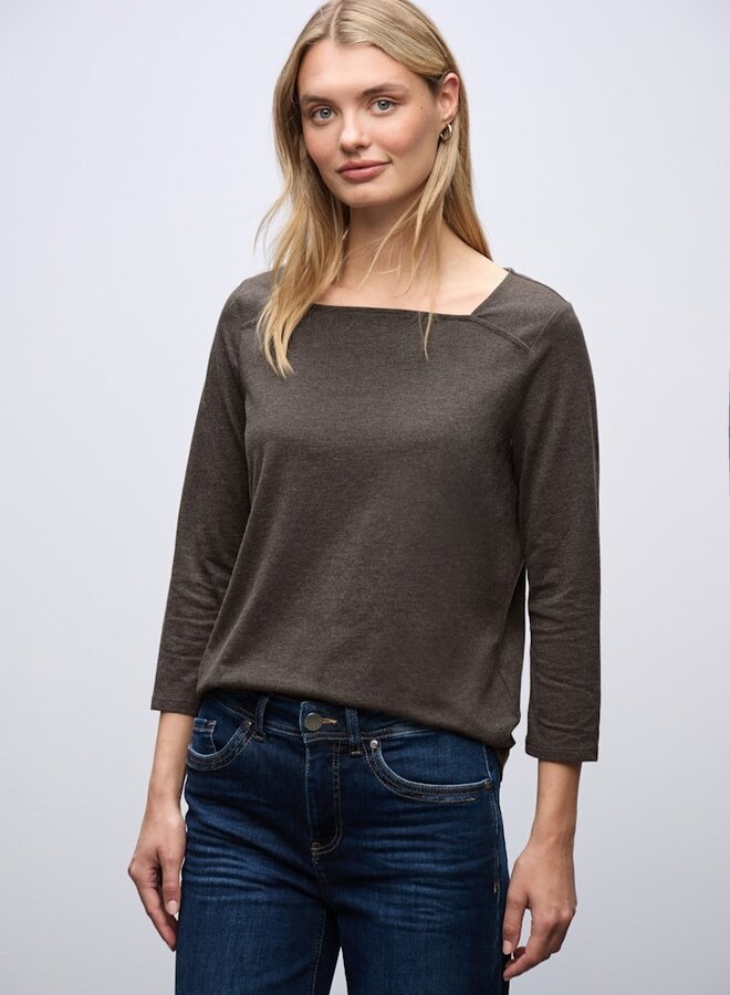 Street one Longsleeve Top Carre Neckline Shirt - 17264 Rustic Brown Mel