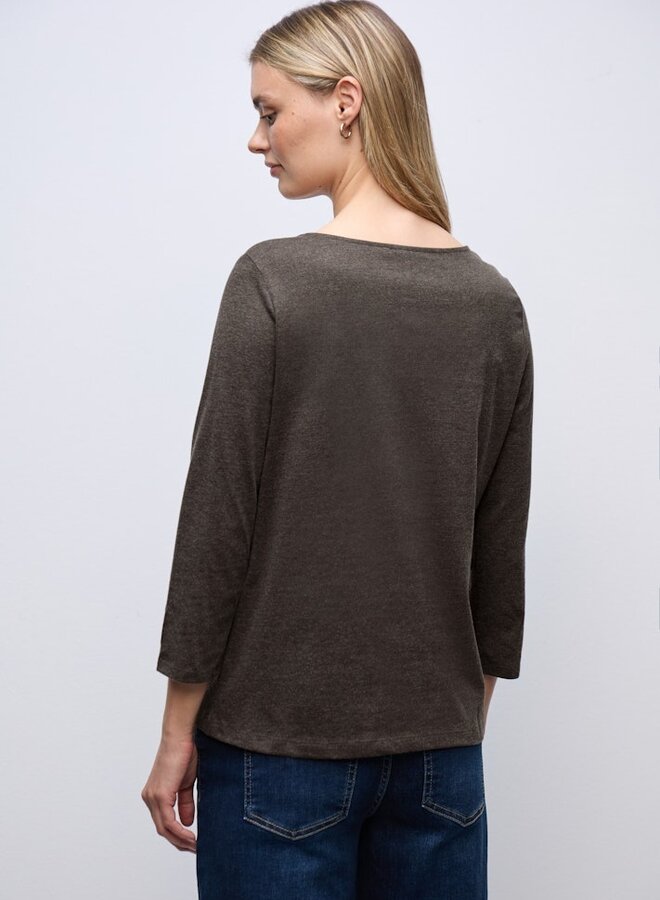 Street one Longsleeve Top Carre Neckline Shirt - 17264 Rustic Brown Mel