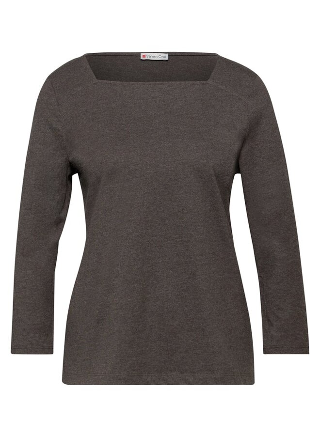 Street one Longsleeve Top Carre Neckline Shirt - 17264 Rustic Brown Mel