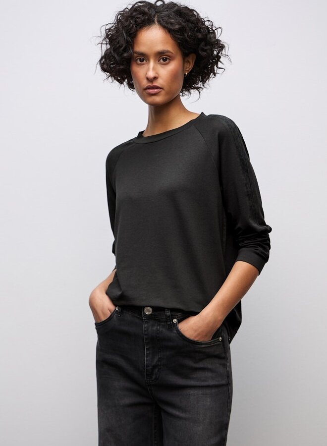 Street one Longsleeve Top Shirt W.Printed Galloon - 17103 Darkest Brown
