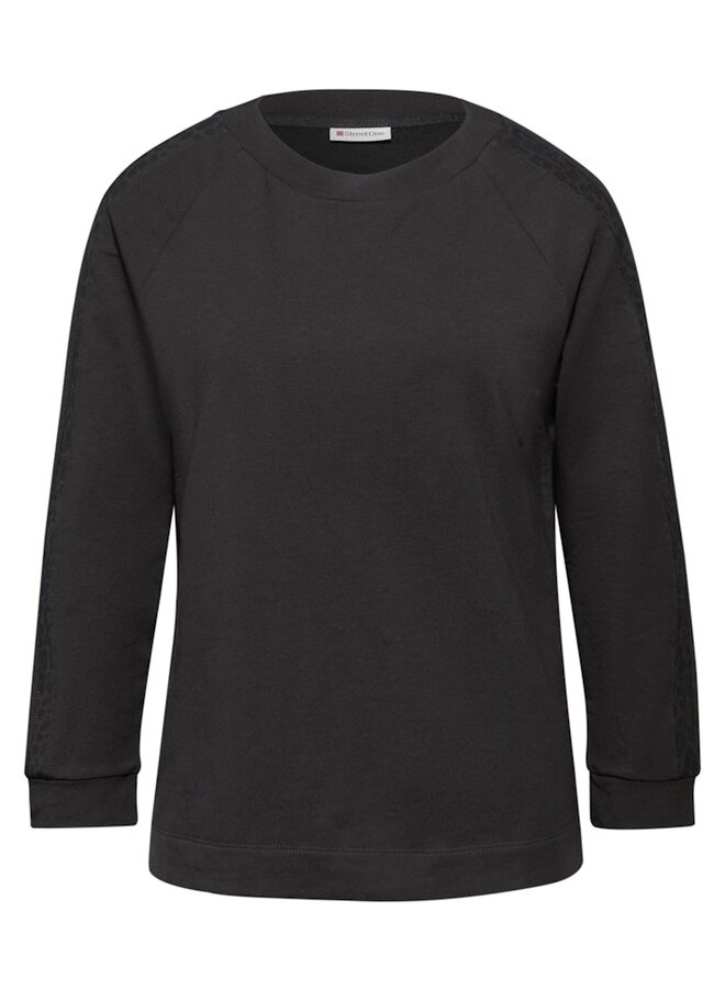 Street one Longsleeve Top Shirt W.Printed Galloon - 17103 Darkest Brown