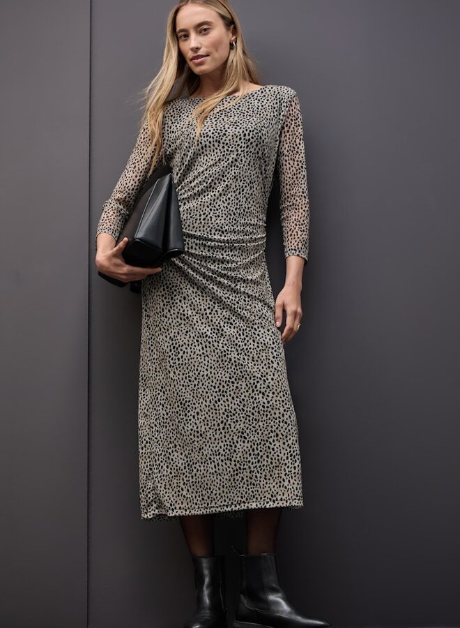 Street one Jurk Mesh Dress_AOP - 36871 Sanded Beige