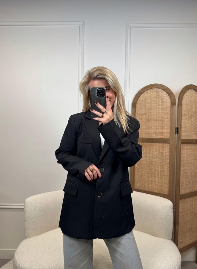 Blazer Met Paspelzakje W24737-25 - Zwart