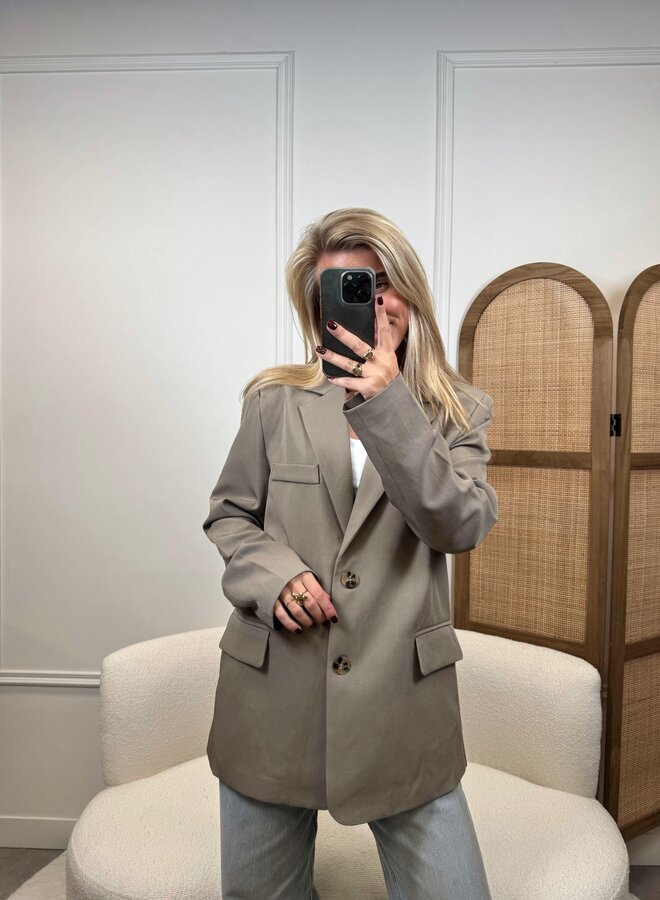 Blazer Met Paspelzakje W24737-25 - Taupe