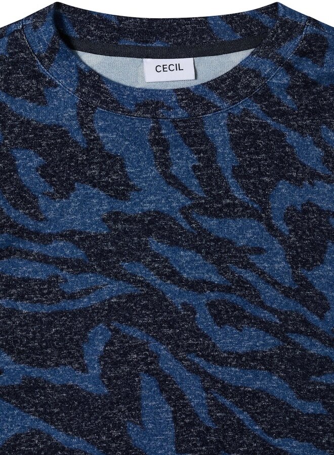 Cecil T-Shirt Lange Mouwen  B324049 - 27324  Urban Dark Blue Melange