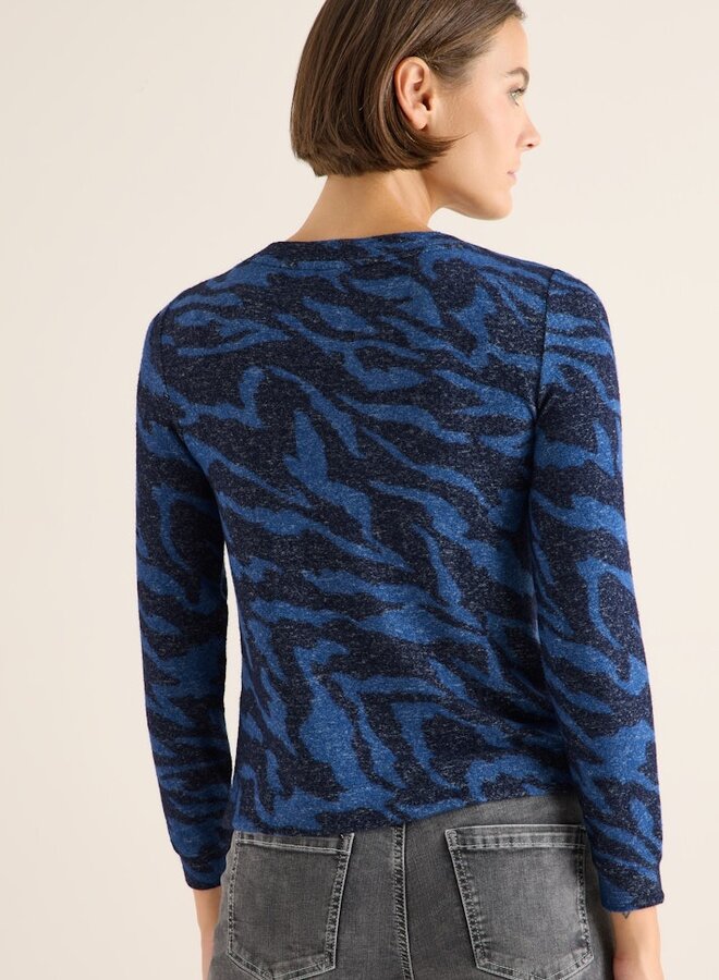 Cecil T-Shirt Lange Mouwen  B324049 - 27324  Urban Dark Blue Melange