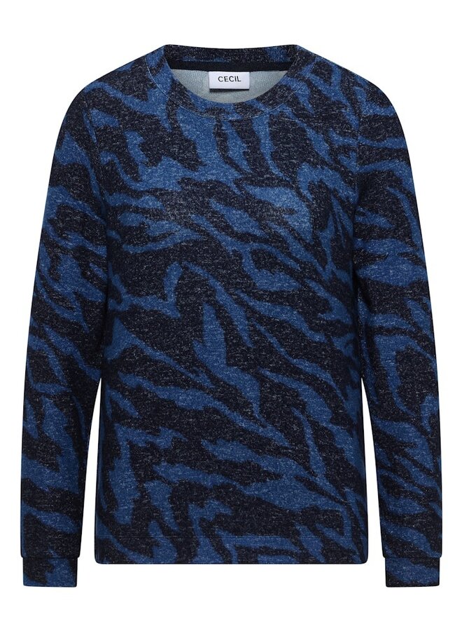 Cecil T-Shirt Lange Mouwen  B324049 - 27324  Urban Dark Blue Melange