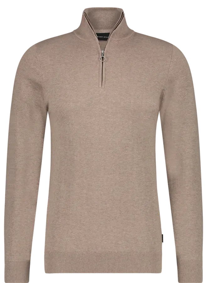 SAINT STEVE Half-Zip Trui CAS 19480 - Taupe Melange