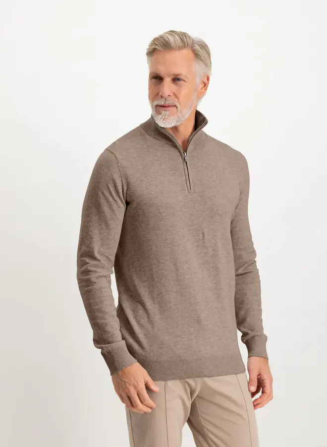 Half-Zip Trui CAS 19480 - Taupe Melange