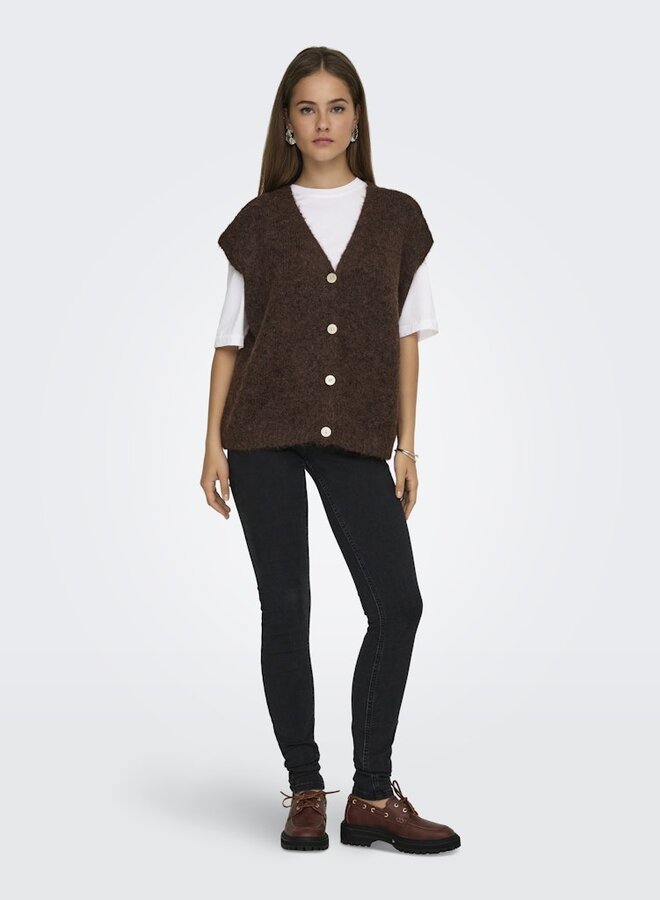 Only Gebreid Gilet ONLAZU 15357220 - Seal Brown